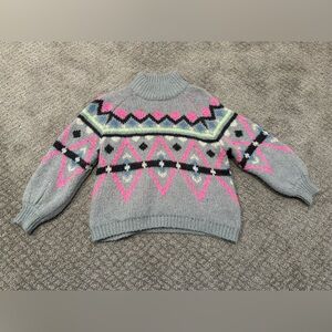 Zara Kids Gray and Pink Patterned Sweater